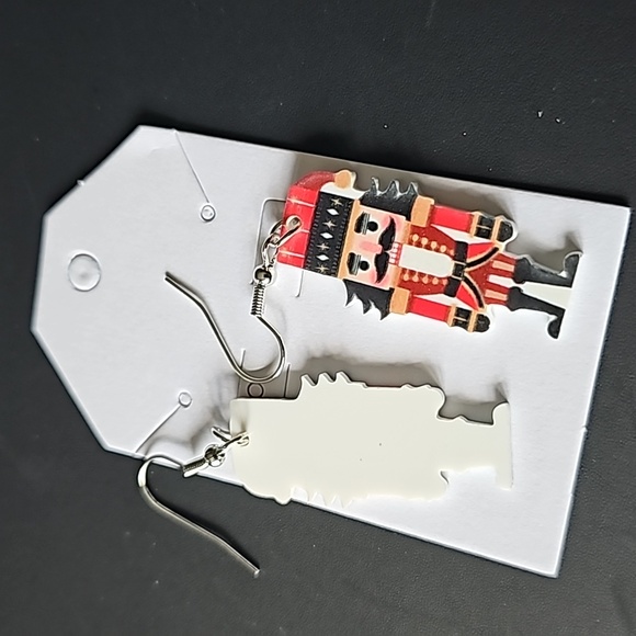 Christmas dangle earrings, nutcracker. - Picture 2 of 3